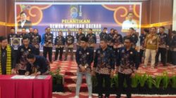 Acara pelantikan pengurus DPD Persatuan Jurnalis Indonesia (PJI) Sulawesi Tenggara (Sultra) Siap Bersinergi Dengan Pemprov.