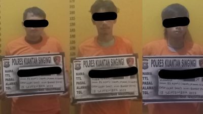 Tiga Pria ditangkap Polisi Terkait Aktivitas Ilegal Logging di Kuansing