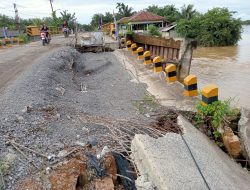 Jembatan Teluk Sungkai Penghubung Inhu – Inhil Sangat Memprihatinkan Kondisi Rusak Dan Runtuh 