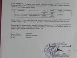 Pengumuman Sertifikat Tanah hilang Felipus J Nenosono