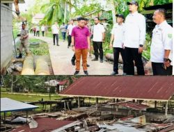 Bupati Inhu Tinjau Robohnya Bangunan Pasar Tradisional  Akibat Angin Kencang Di Lirik