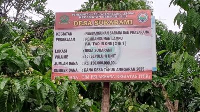 Melalui DD, Pengadaan Lampu Tenaga Surya Desa Sukarami Diduga Tidak Sesuai SPEK