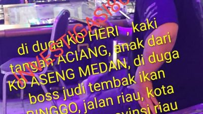 Polresta Pekanbaru Tutup Mata, Gelper Judi Tembak Ikan BINGGO Di Jalan Riau Pekanbaru Diduga Dikelola Oleh KO HERI Beroperasi Dengan Bebas Dan Tidak Tersentuh Hukum, Kapolda Riau Dimana