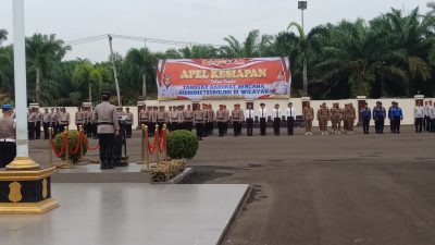 Polres Mesuji Bersama Forkopimda Kabupaten Mesuji Laksanakan Apel Kesiapan Tanggap Darurat Bencana Hidrometeorologi Di Wilayah Kabupaten Mesuji