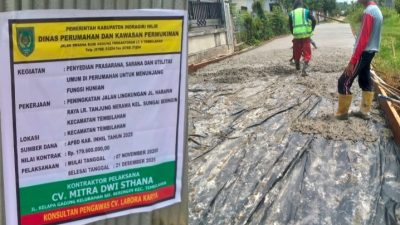 Dugaan Pengecoran Jalan Tanpa Uji Beton Di Tembilahan: Pengawasan Diduga Main Mata, Kontraktor Raib